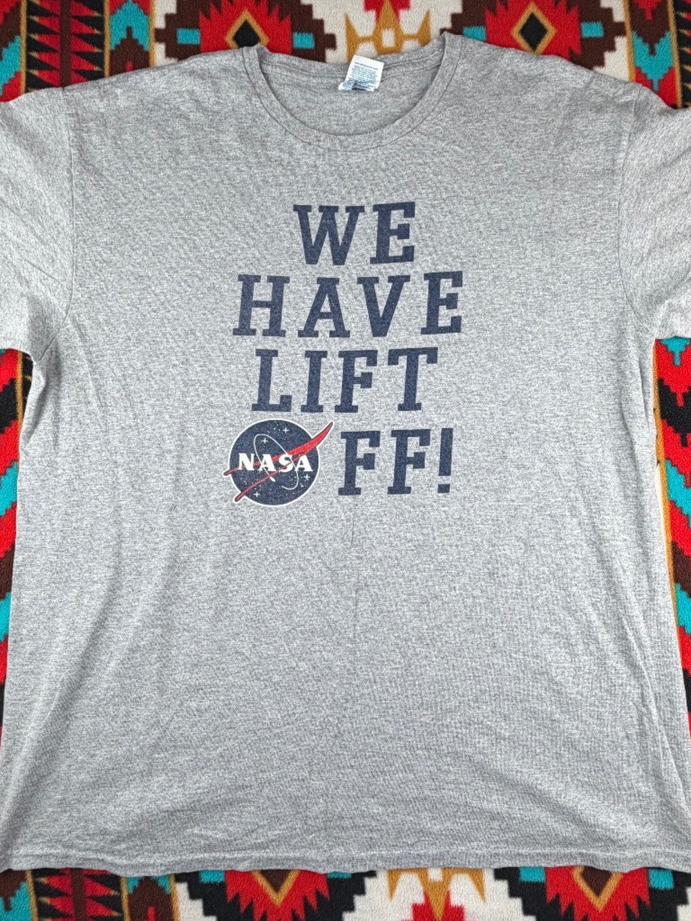NASA We Have Lift Off Tee Delta Pro Weight Space Graphic Vintage Style Gray L